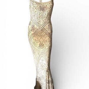 Les Habitude Beaded Plunge Back Gown